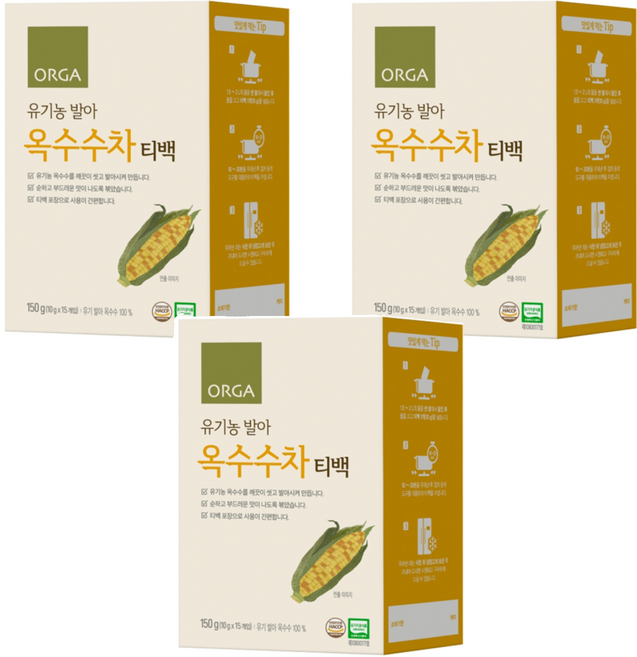 올가홀푸드 유기농 발아 옥수수차, 10g, 15개입, 3개