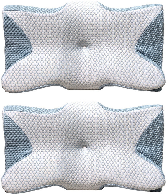 Mexsmon 美思夢 涼感蝶型舒壓記憶枕, 2個, 藍色 + 白色