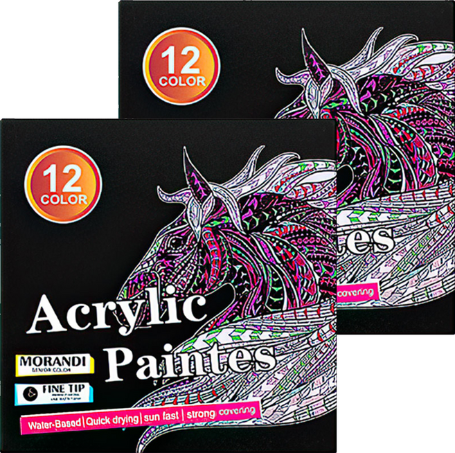 上手家居 莫蘭迪色丙烯馬克筆 色彩柔和 DIY手工藝品製作, 2盒, 12色