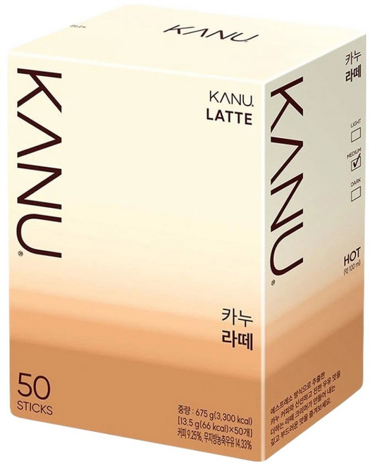 KANU 漸層奶香拿鐵咖啡, 13.5g, 50條, 1盒