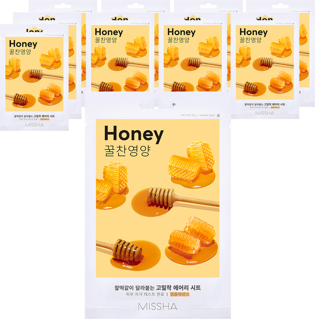 미샤 에어리 밀착 시트마스크 꿀, 1개입, 10개