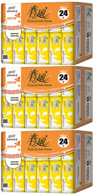 春風 超細柔抽取式衛生紙 雙層, 24包, 3袋
