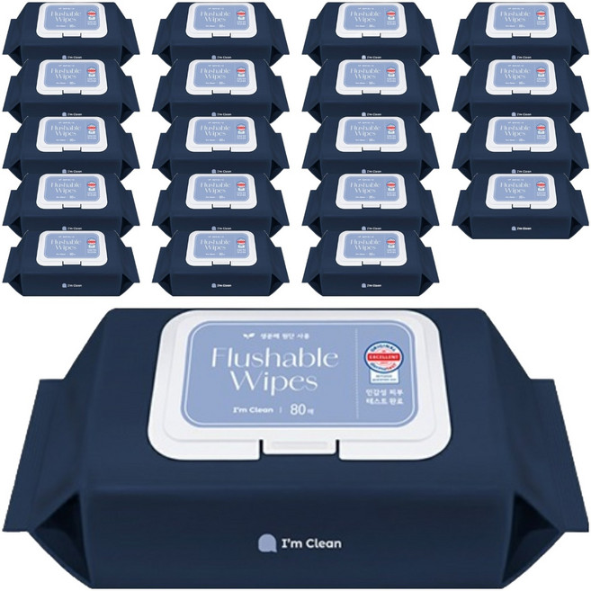 아임클린 저자극 비데 물티슈 캡형, 60g, 80매입, 20개