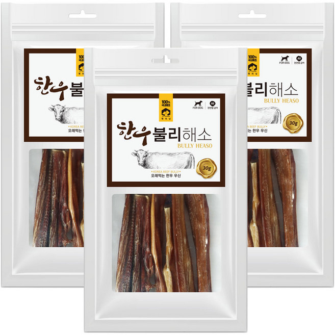 펫러닝 강아지 불리해소 한우, 소고기, 30g, 3개
