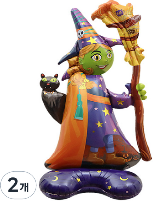 타이탄 할로윈 이벤트 대형 포인트 풍선 대형 빗자루 마녀 128 x 65 cm, 혼합색상, 2개