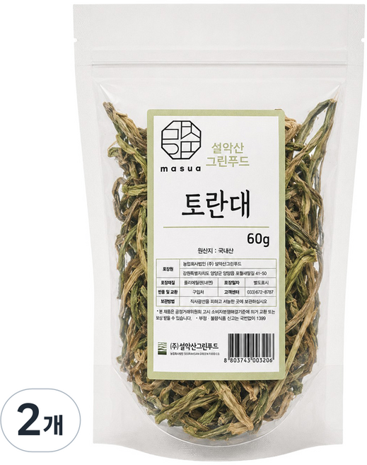 마수아 국내산 토란대, 60g, 2개