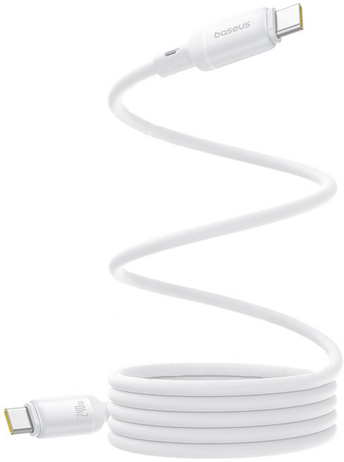 베이스어스 PicoGo 240W 마그네틱 실리콘 C타입-C타입 고속 충전 케이블, 화이트, 1개, 1m