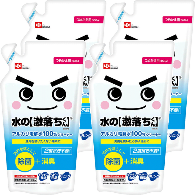 LEC 激落君 鹼性電解水去污噴劑補充包, 360ml, 4包