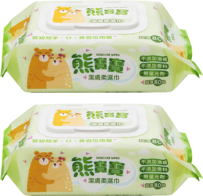 熊寶寶 超厚嬰兒濕巾, 80張, 2包