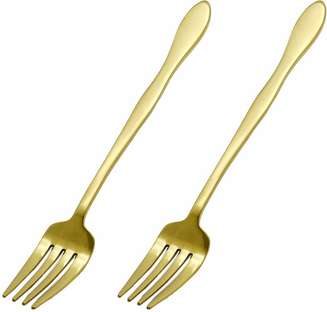 테이블아트 국산 웨이브 샐러드포크, 골드, 2개
