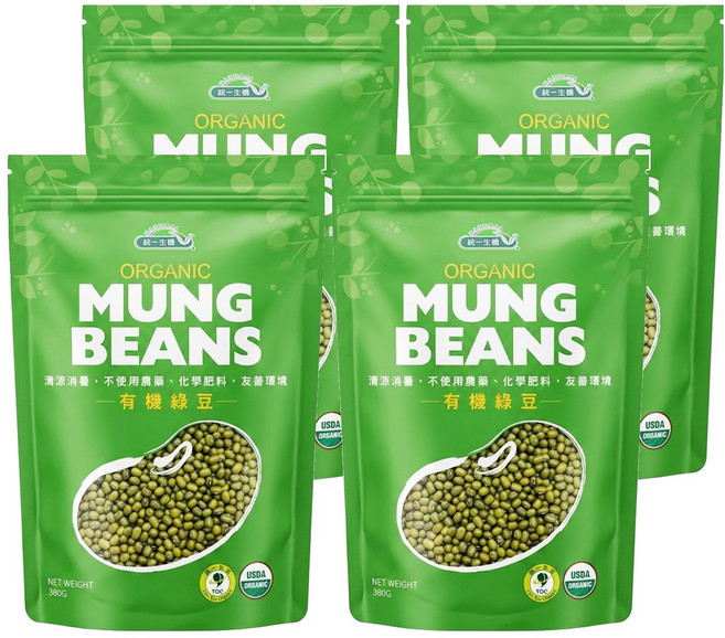 統一生機 有機綠豆, 380g, 4包