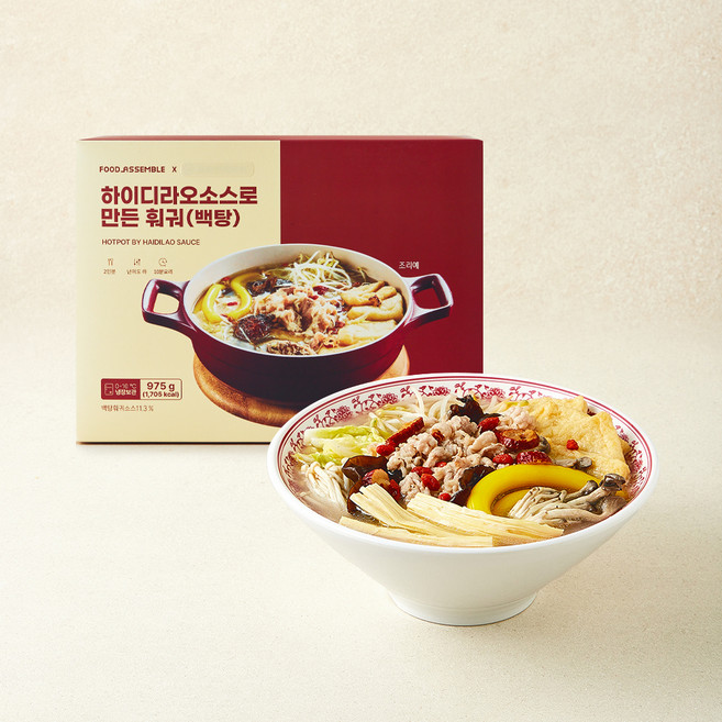푸드어셈블 하이디라오소스로 만든 훠궈 백탕, 975g, 1개