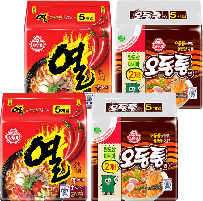 오뚜기 열라면 120g 10p + 오동통면 120g 10p, 1세트