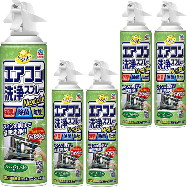 Rakuhapi 冷氣清潔劑 綠色森林香, 420ml, 5瓶