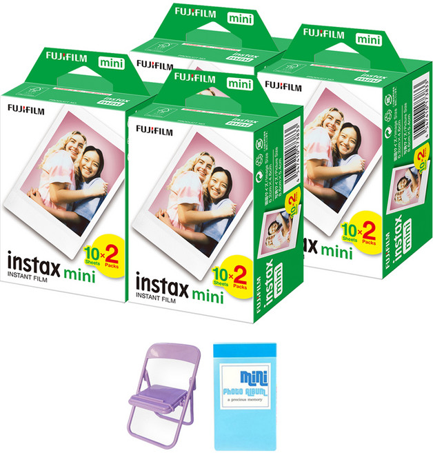 FUJIFILM 富士 instax 馬上看 mini 空白底片 80張+椅子支架(隨機顏色)+迷你相本, 單品, 1組