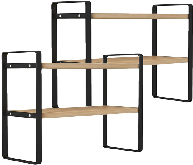 京太陽 簡約桌上收納書架 雙層 40 x 20 x 36cm, 黑架木紋, 2個