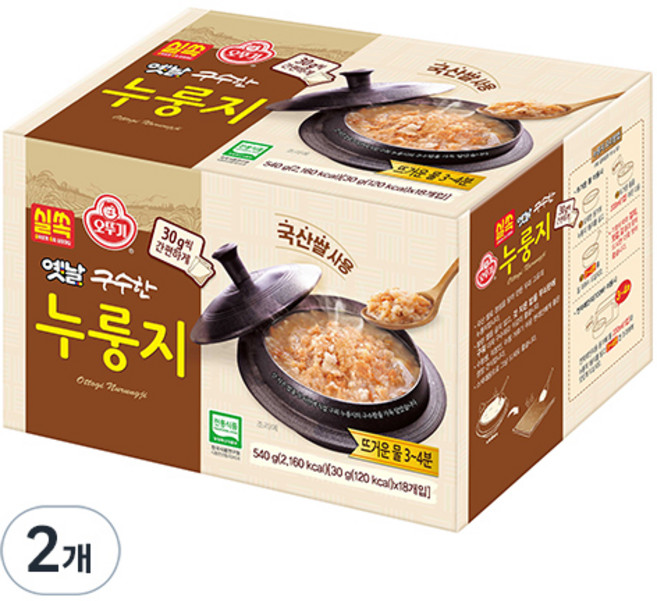 오뚜기 실쏙 옛날 구수한 누룽지, 540g, 2개