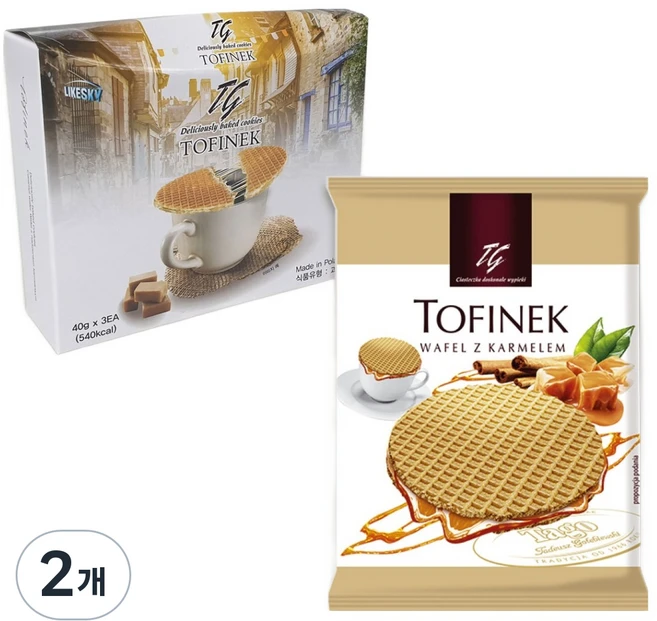 하늘처럼 카라멜 와플 토피넥, 120g, 2개 - 쿠팡