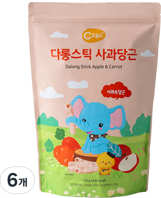 오늘도 다롱스틱 과자, 사과당근, 110g, 6개