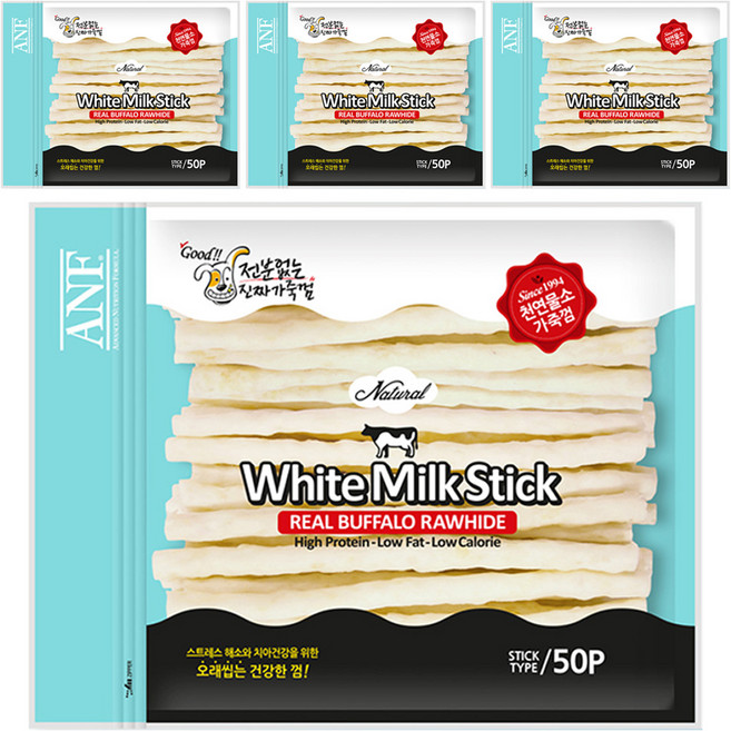 ANF 강아지 로하이드 화이트 스틱, 밀크, 135g, 4개