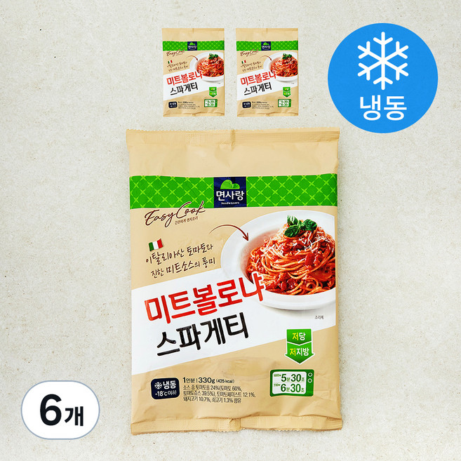 면사랑 미트 볼로냐 스파게티 1인분 (냉동), 330g, 6개