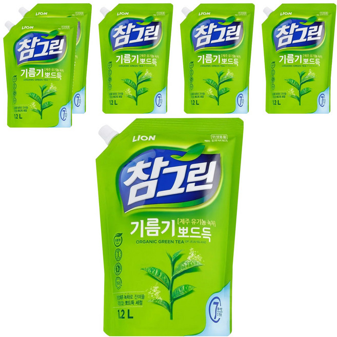 Chamgreen 濟州綠茶洗碗精補充包 綠茶香, 1.2L, 6包