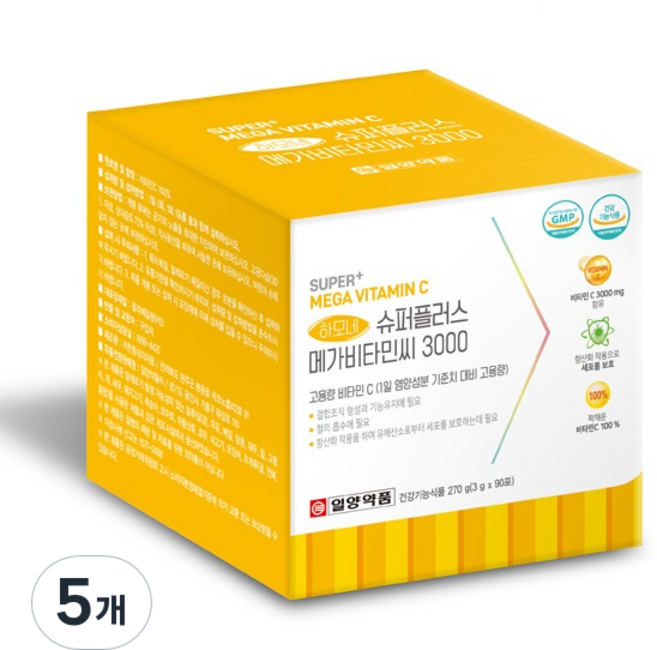 일양약품 슈퍼플러스 고용량 메가 비타민C 3000 90p, 3g, 5개