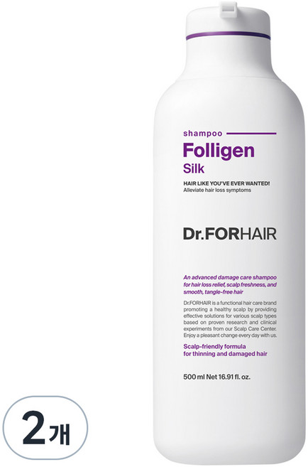 닥터포헤어 손상모케어 탈모증상완화 폴리젠 실크 샴푸, 500ml, 2개