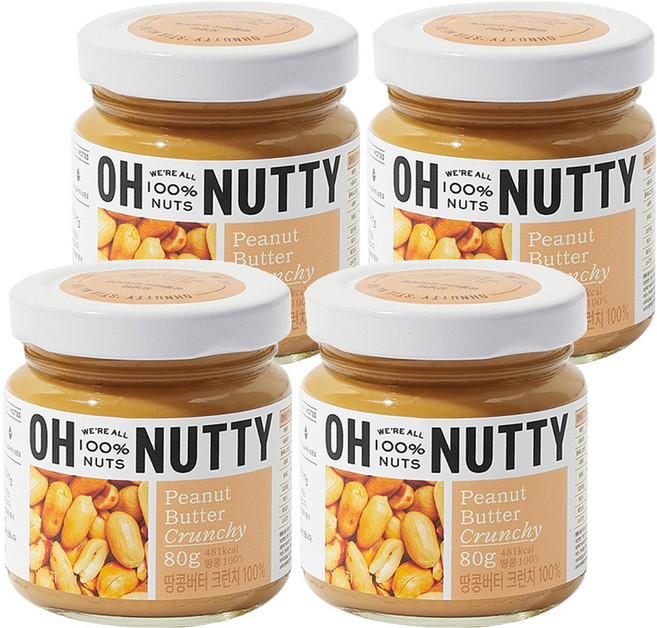 오넛티 땅콩버터 크런치 100%, 80g, 4개