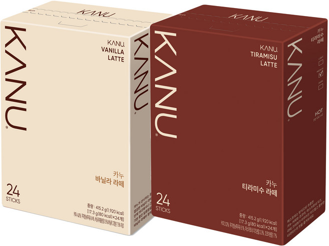 카누 티라미수 라떼 + 바닐라 라떼 커피믹스 세트, 17.3g, 24개입, 1세트