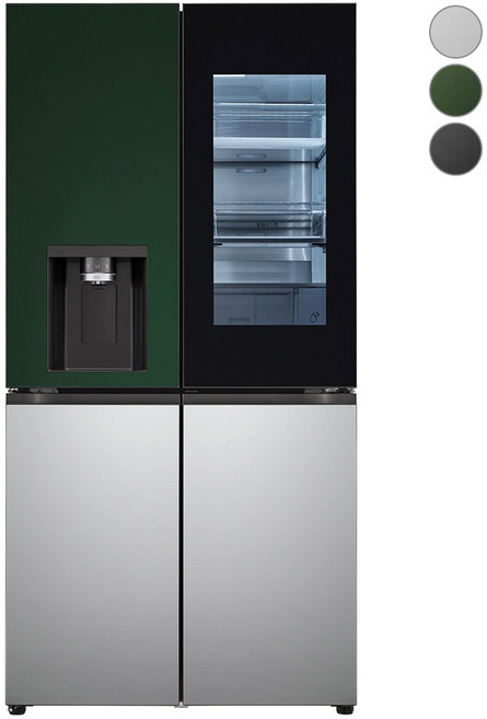 [색상선택형] LG전자 오브제컬렉션 얼음정수기냉장고 음성인식 솔리드 노크온 방문설치, W822SGS462, 그린 + 실버