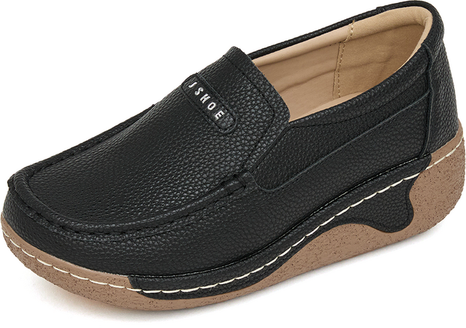 제이슈 소가죽 데민 플랫폼 통굽 슬립온 5.5cm