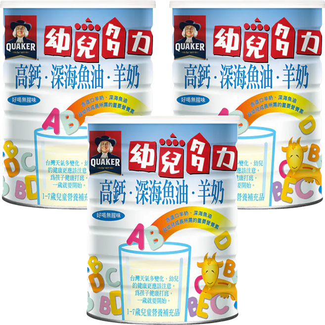QUAKER 桂格 幼兒多力羊奶 1~7歲, 1.35kg, 3罐