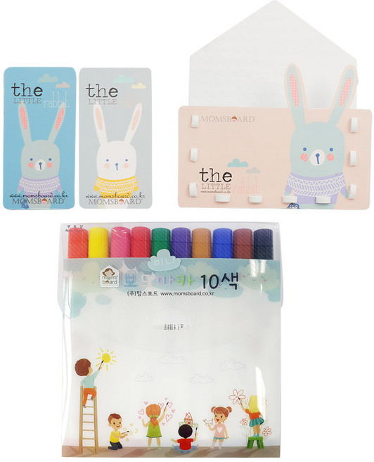 맘스보드 맘스 베이직 3종 문구세트, 리틀래빗, 1세트