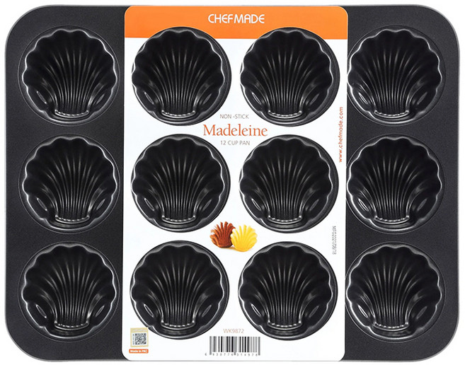 쉐프메이드 쉘 조가비 마들렌틀 팬 12구 블랙, 1개