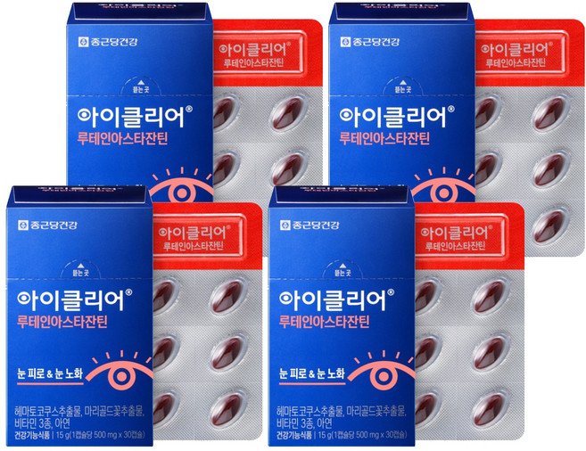 Chong Kun Dang 鍾根堂 Eyeclear 葉黃素蝦紅素膠囊, 30顆, 4盒