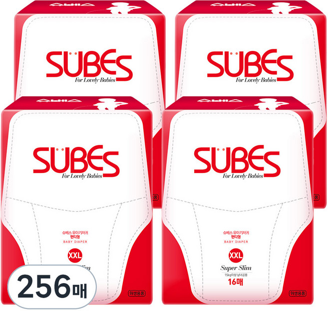슈베스 슈퍼슬림 기저귀 팬티형 아동공용, 점보형(2XL), 256매