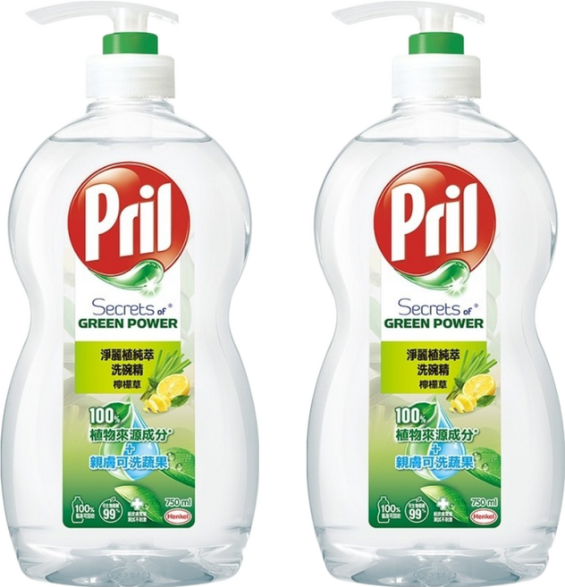 Pril 淨麗 植純萃洗碗精 檸檬草, 750ml, 2瓶