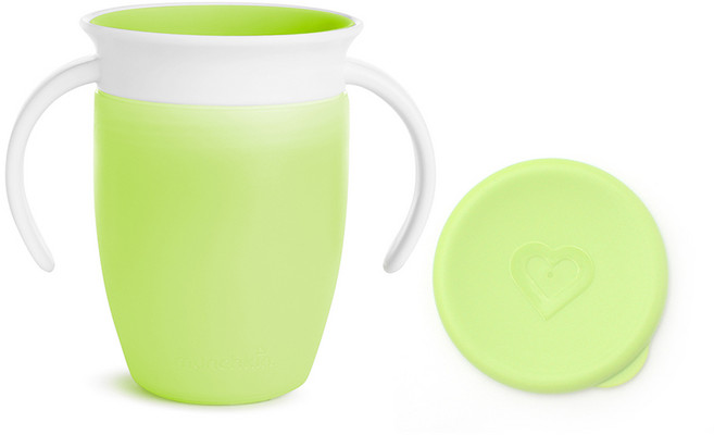 먼치킨 미라클 360 손잡이컵 뚜껑 세트, 그린, 1세트, 207ml