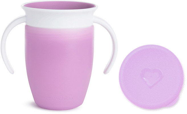 먼치킨 미라클 360 손잡이컵 뚜껑 세트, 퍼플, 1세트, 207ml