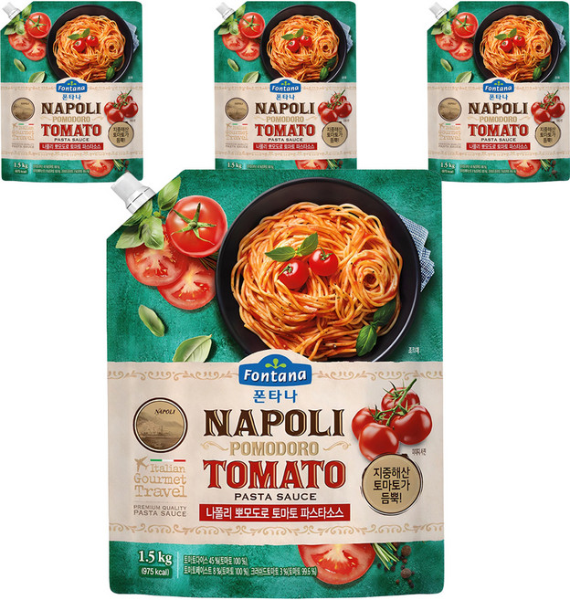 폰타나 나폴리 뽀모도로 토마토 파스타소스, 1.5kg, 4개