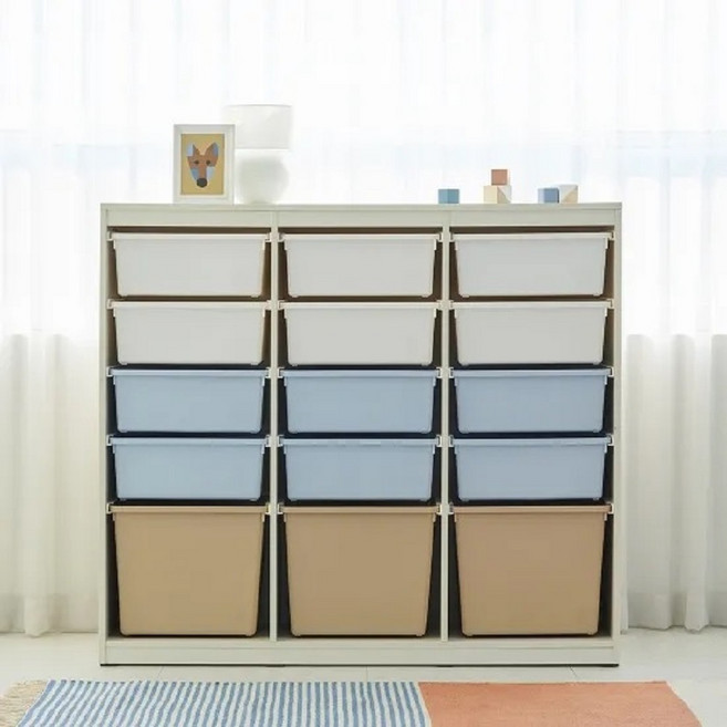 한샘 샘키즈 수납장 1305 브라운 방문설치, 몸통(크림화이트), 박스(화이트+블루+브라운), 5단