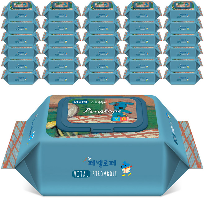 페넬로페 바이탈 플러스 스트롬볼리 저자극 아기물티슈 휴대캡형, 65g, 20매, 60개