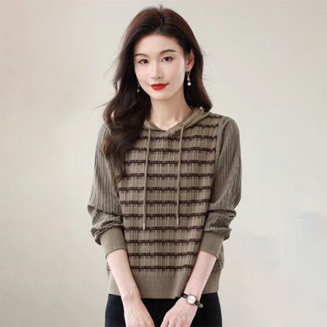 POPLARNC 女款皺褶連帽針織衫 P25FKN072807