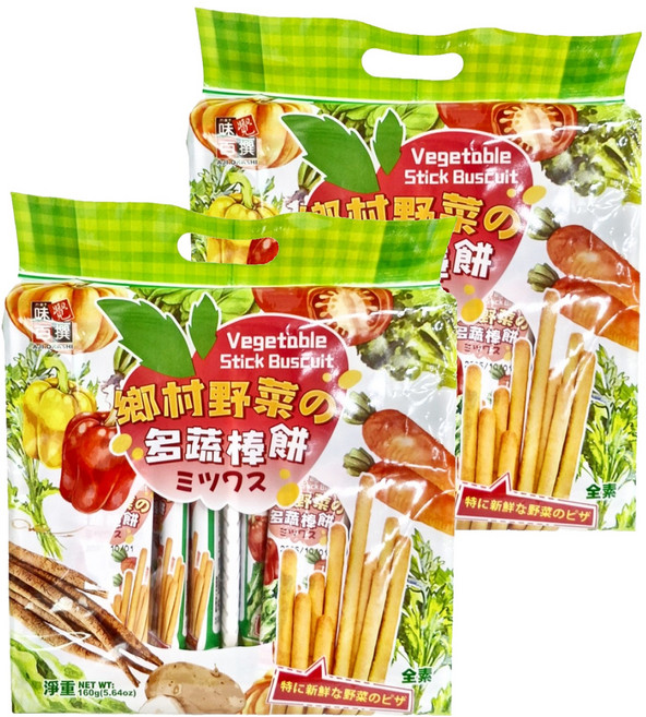 AJI OKASHI 味覺百撰 鄉村野菜之多蔬棒餅, 160g, 2袋