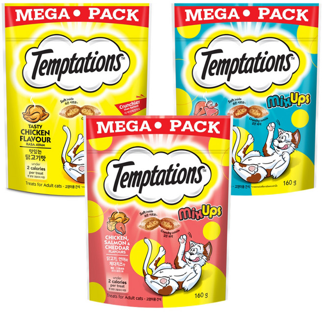 템테이션 믹스업 2종 + 클래식 1종 고양이 간식 세트, 혼합맛(믹스업/맛있는 닭고기맛), 160g, 1세트
