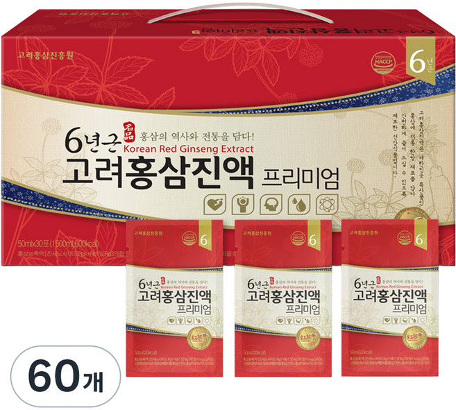 고려홍삼진흥원 6년근 고려홍삼진액 프리미엄, 50ml, 60개