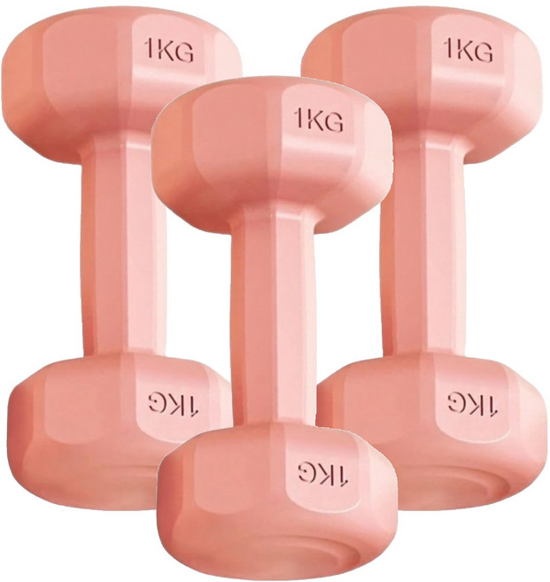 體育健身03 女士小啞鈴 18 x 9 x 10cm 櫻花粉, 1kg, 3個