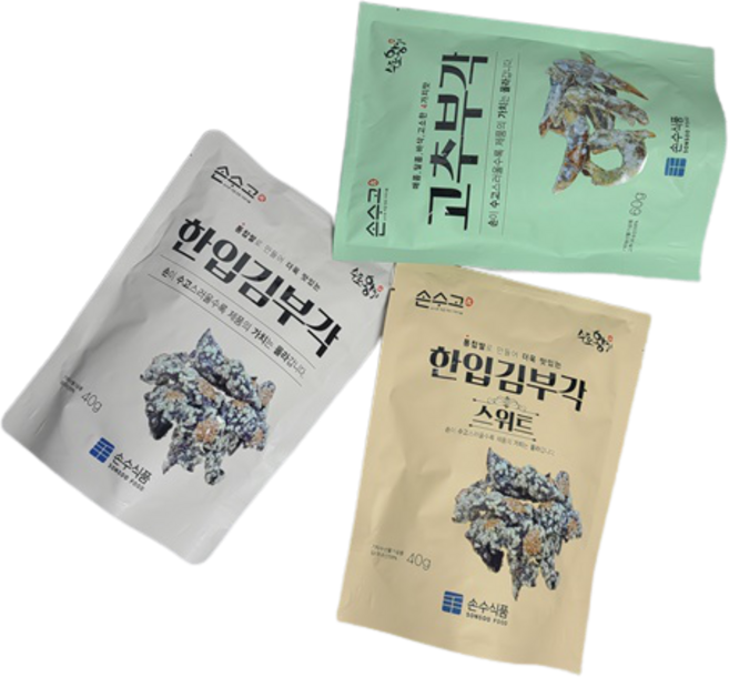 손수식품 손수고 고추부각 60g + 한입 김부각 40g + 스위트 40g 세트, 1세트