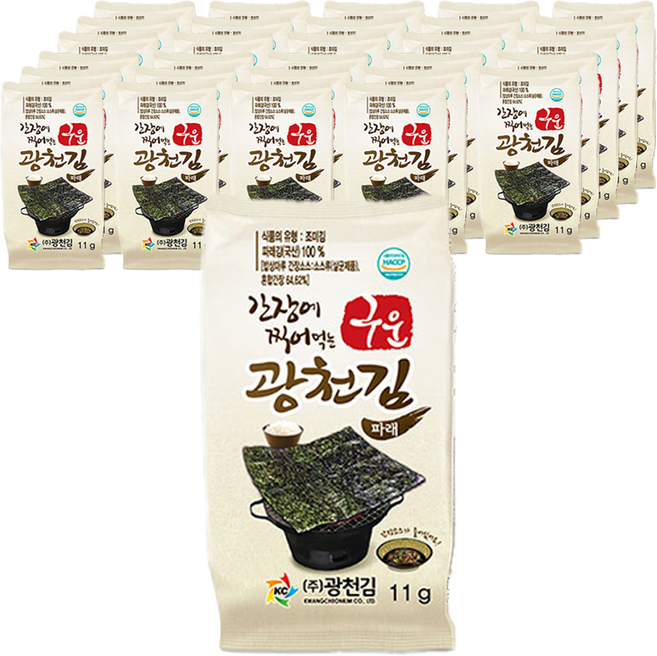 광천김 구운파래 도시락김 5g + 간장소스 6g, 11g, 36개